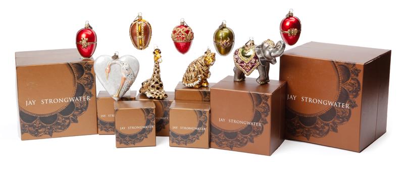 (9) Jay Strongwater enamel & jewel ornaments. (1 of 10)