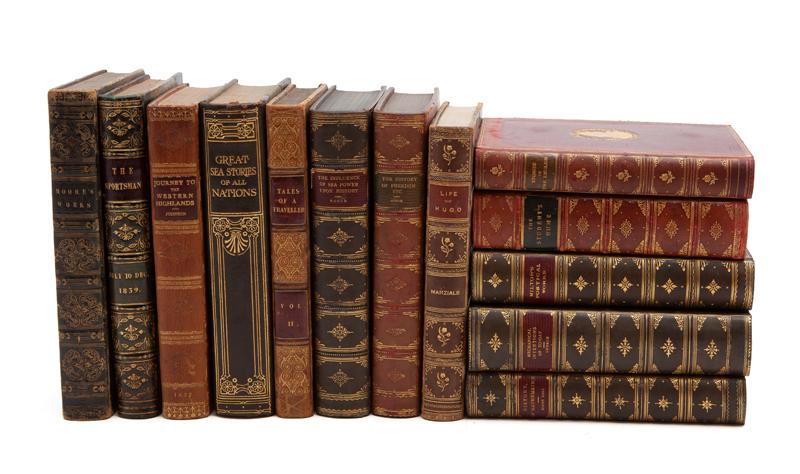 (13) Antique Leather bound books, (1 of 6)