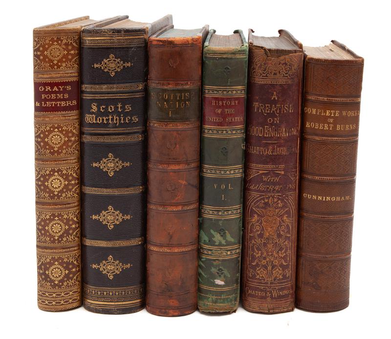 (6) Antique leather bound books, (1 of 8)
