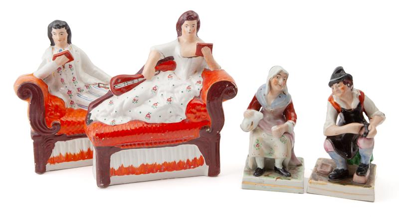 (2) Pr. Antique Staffordshire figures, (1 of 10)