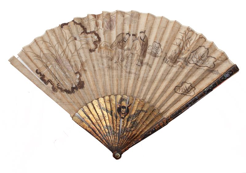 Chinese Qing watercolor painted fan (1 of 6)
