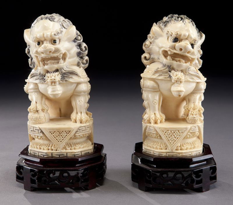 8 Pr. Chinese carved ivory foo dogs, Sep 07, 2011 Dallas Auction