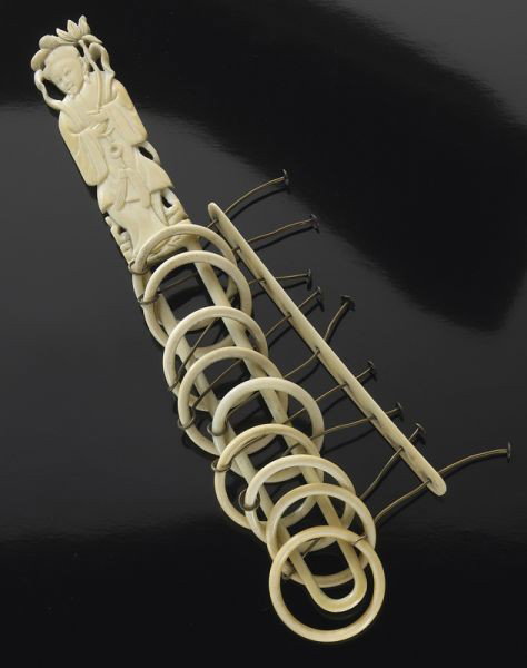 Chinese Qing carved ivory nine ring puzzle set,: (International buyers should note that several countries do not allow the importation of lots containing materials made from endangered species. This includes, but is not limited to, ivory, coral and 