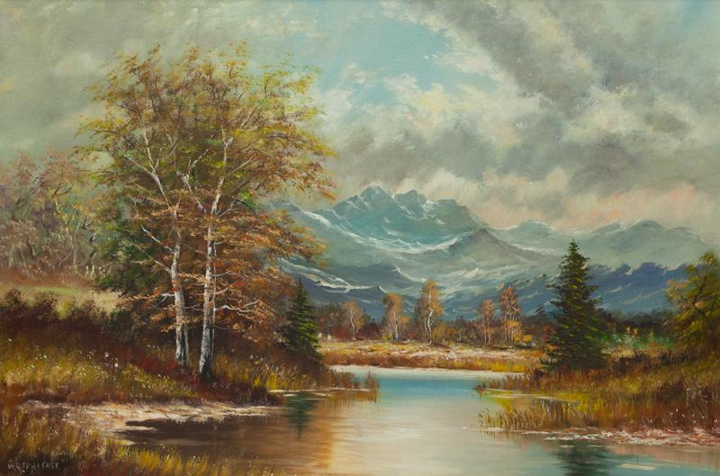 W.R. Thrasher "Untitled (Mountain view)" oil (1 of 4)