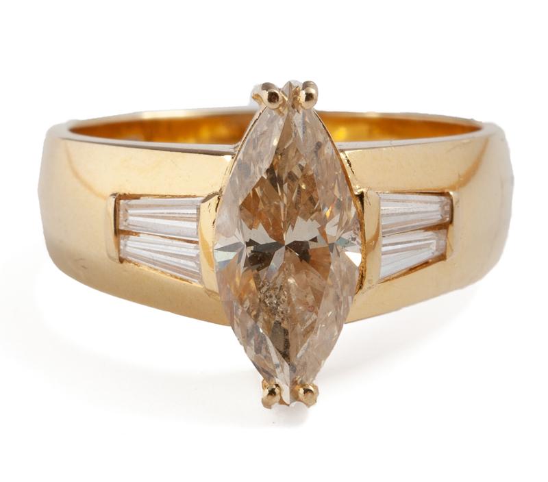 18K yellow gold & fancy marquis diamond ring, (1 of 11)