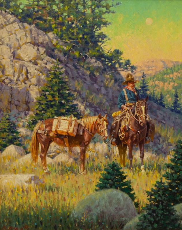 R.E. Pierce "Untitled (Mountain cowboy)" oil (1 of 4)