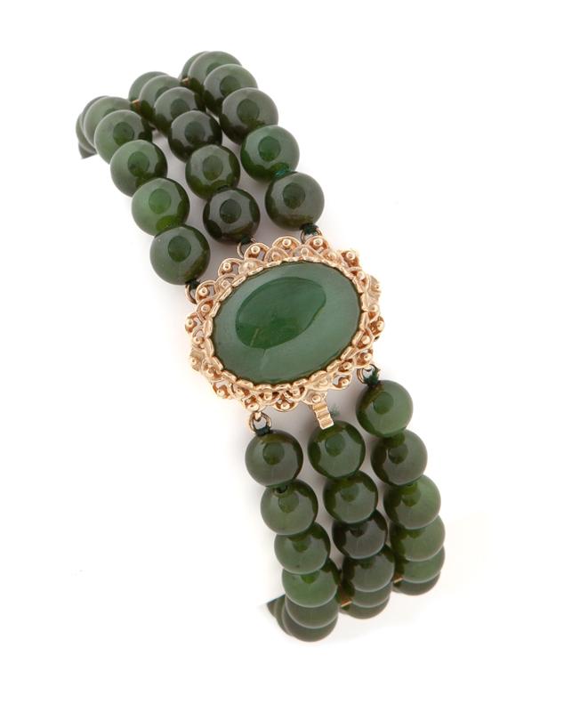 14K gold and jade beaded bracelet, (1 of 4)
