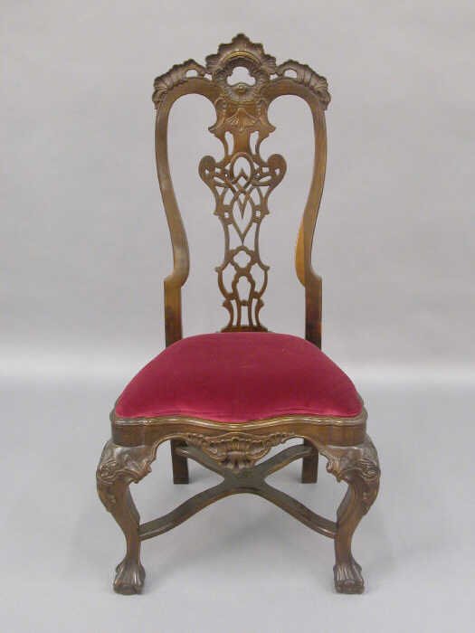 Heavily carved and pierced side chair 46
