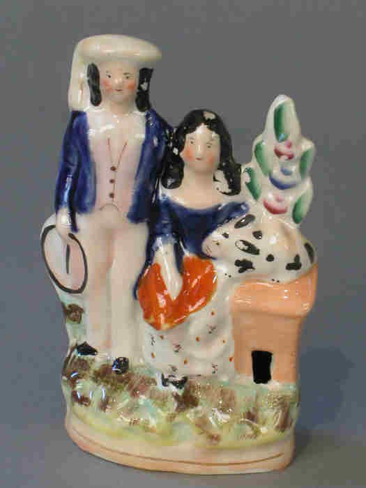 Staffordshire boy and girl with rabbit. - 3