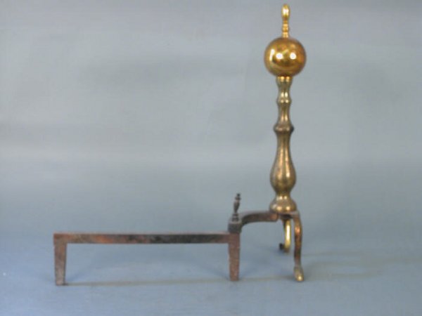 Pair of nice English brass andirons. 1 - 2