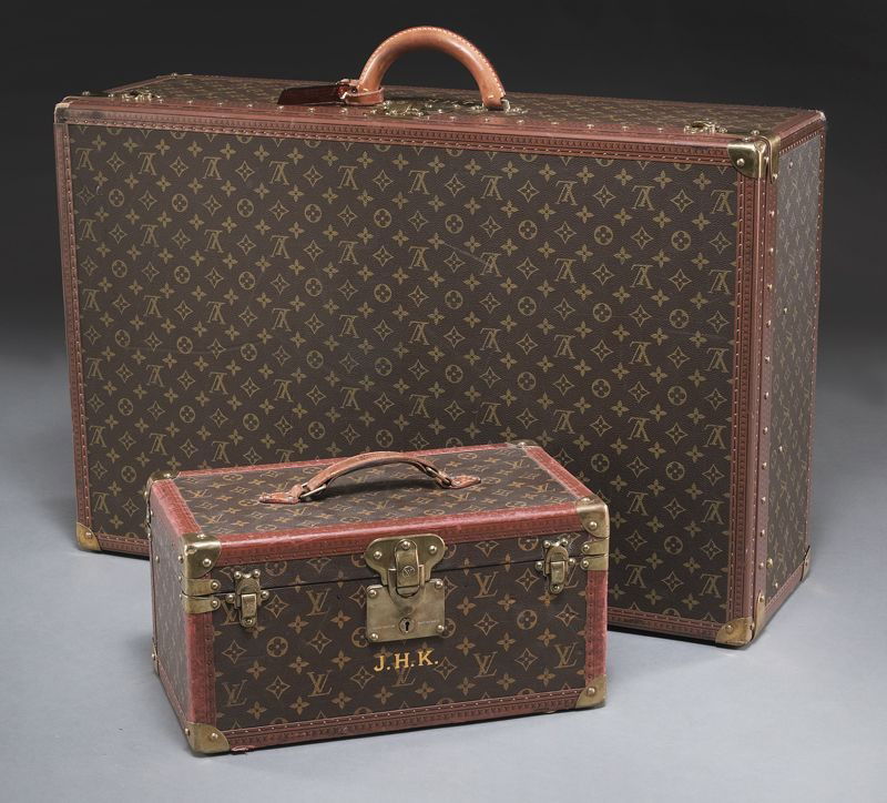 2 Pcs. Louis Vuitton classic monogram luggage,: 2 Pcs. Louis Vuitton classic monogram luggage, including: (1) hard side suitcase with lift-out interior tray, 20.5''H x 31.5''W x 10''D; (1) vanity case with removable interior tray, retailed at Saks