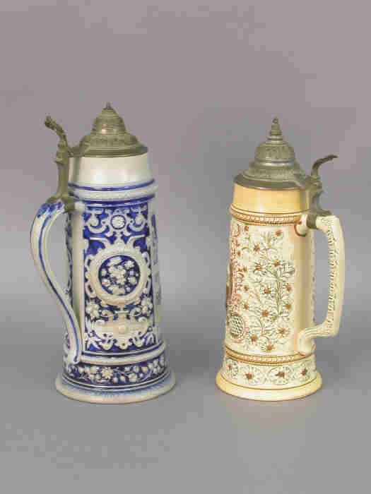 Two Mettlach Steins, No 197 & 1307, both