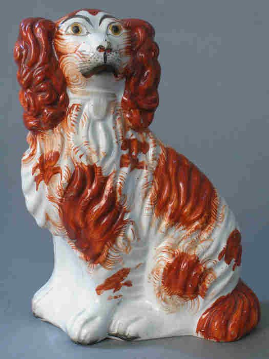 Staffordshire red and white dog with cur