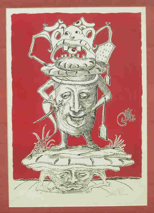 (28) pcs. Salvador Dali suite of (25) fr: (28) pcs. Salvador Dali suite of (25) framed lithographs with original portfolio case. Titled "Les Songes Drolatiques de Pantagruel" and is based upon Rabelais's medieval book "Gargantua and Pantagrue