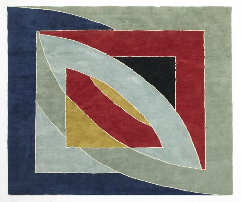 Frank Stella, "River of Ponds" woven tapestry.: Frank Stella, "River of Ponds" woven tapestry. Signed on verso, "Frank Stella". Frank Stella (American, b. 1936). 119"H x 117"W, Circa - 1971.