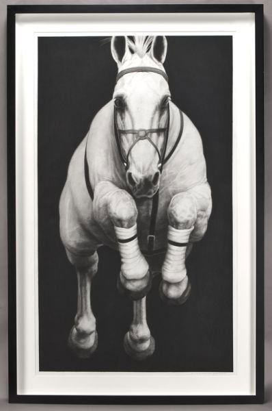 Joseph Piccillo, "E 103" charcoal on paper.: Joseph Piccillo, "E 103" charcoal on paper. Sight: 63"H x 37"W; Frame: 72.75"H x 46.75"W. Signed, titled and dated lower right, "E 103, October 1999, Joseph Piccillo". Joseph Piccillo (American, b. 19