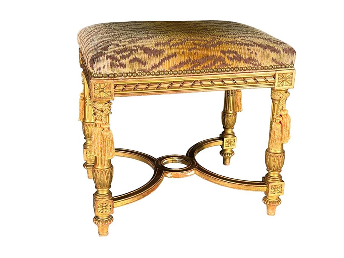 19TH C. CARVED AND GILT BENCH (1 of 3)