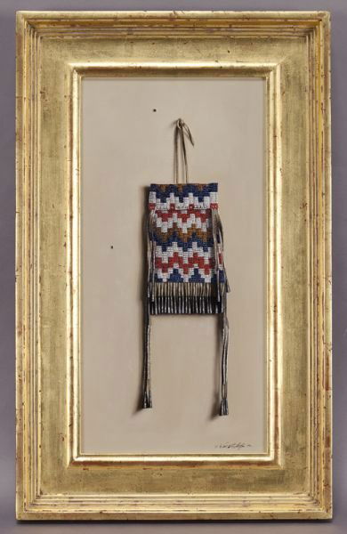 William Acheff, "Apache Bag" oil painting on: William Acheff, "Apache Bag" oil painting on canvas. Canvas: 20''H x 10''W; Frame: 26.25''H x 16.25''W. Signed and dated lower right, "Wm. Acheff 1992"; signed, dated and titled verso. William Acheff