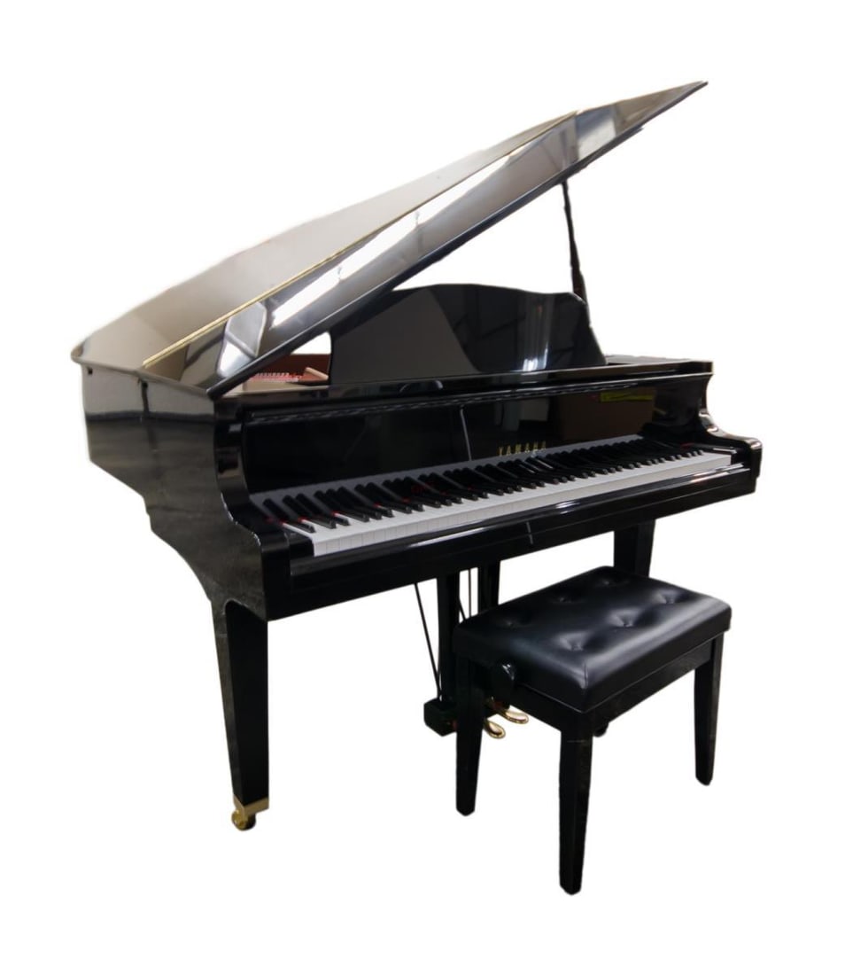 Black baby grand Yamaha piano and stool. Model #GB1 (1 of 4)