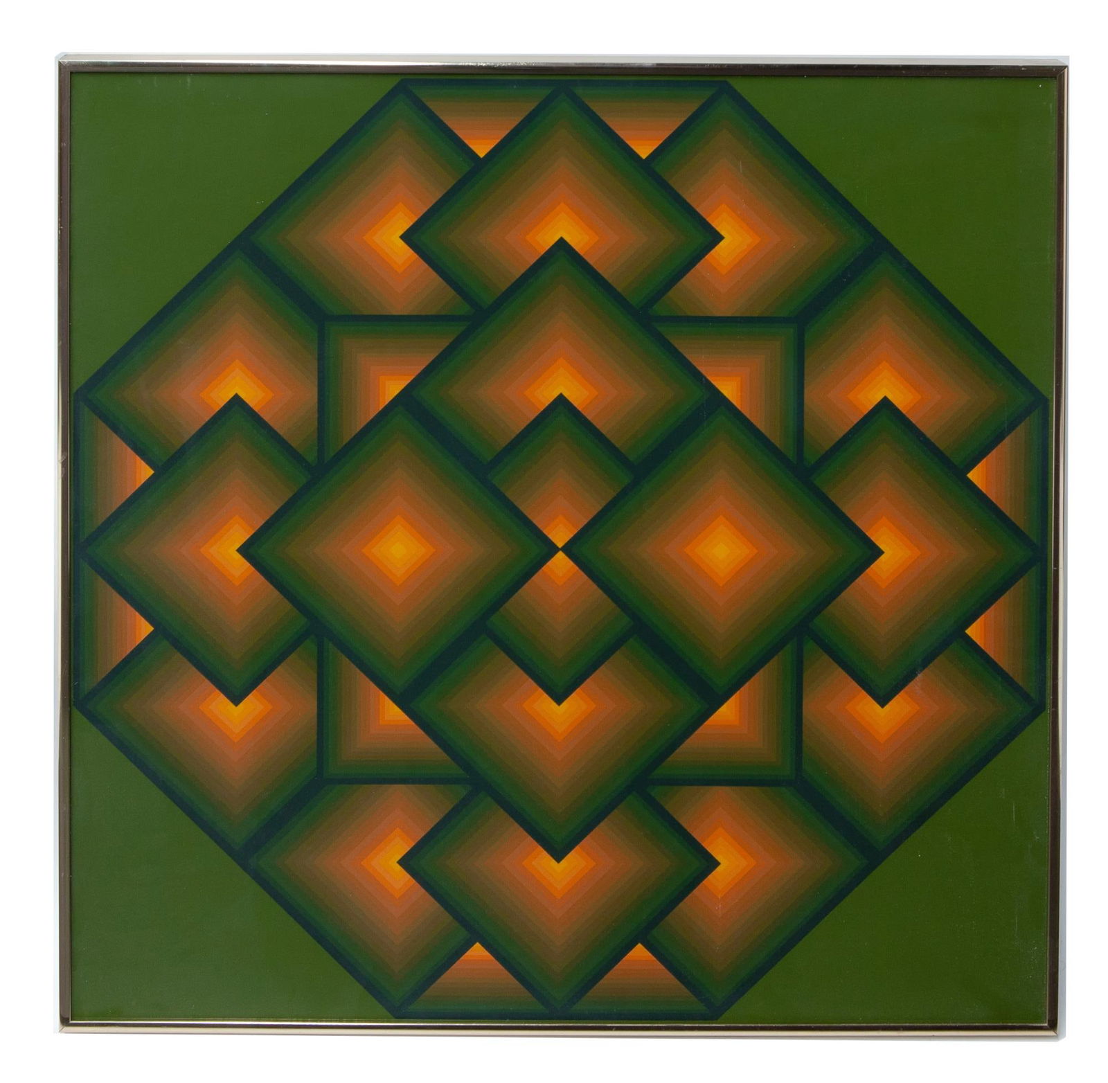 Geometric Screen Print Green/Orange, Mark Rowland (1 of 3)