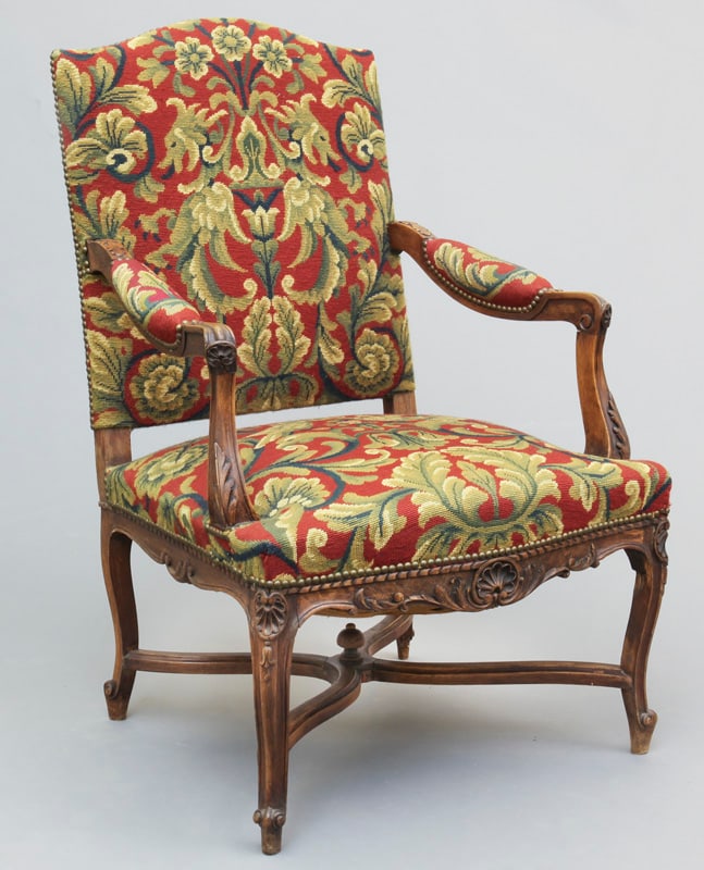 Antique French Carved Walnut Arm Chair (1 of 4)