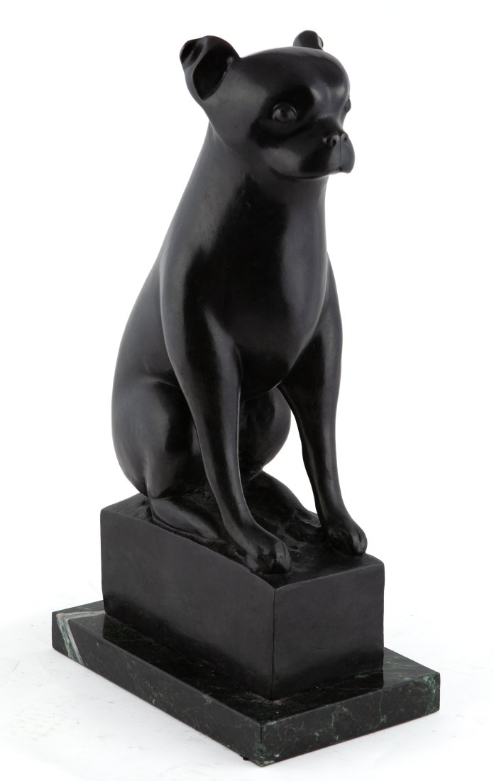 ART DECO CHANA ORLOFF "CHIEN BOXER" BRONZE: Chana Orloff - Chien Boxer, 1931. Bronze. 21.25"H. Signed and dated Chana Orloff, foundation mark Alexis Rudier Fondeur Paris. H: 21.25"