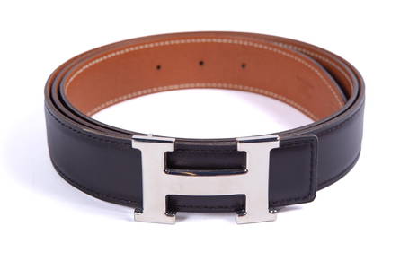 Hermes Black Leather Belt: Hermes black leather belt, new with original box. Measuring 51 in L 51 in