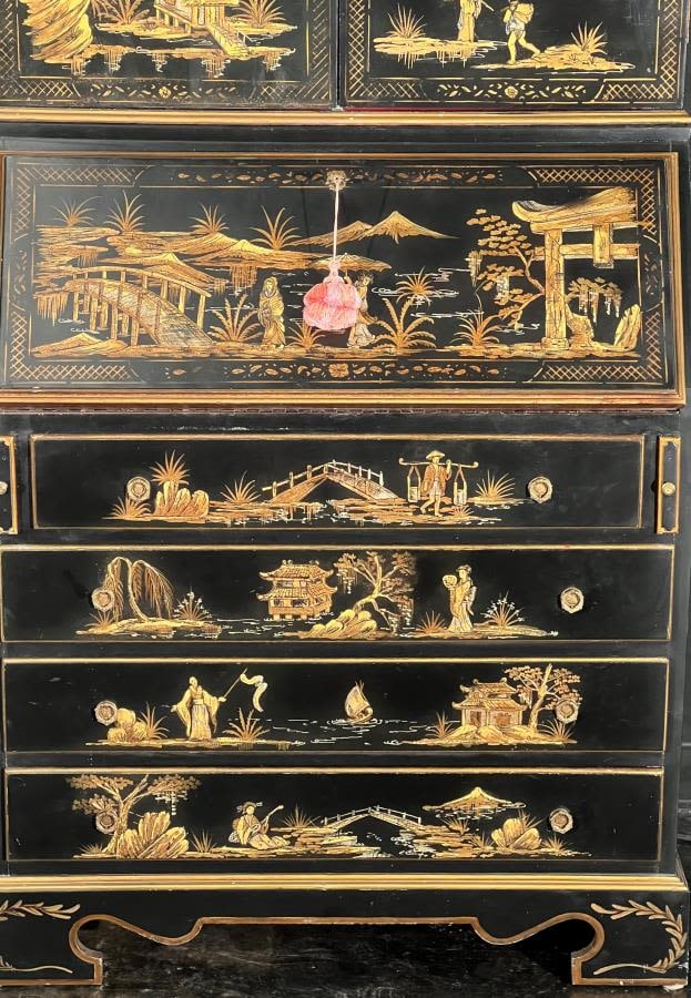 Antique Black Lacquered Chinoisserie (1 of 3)