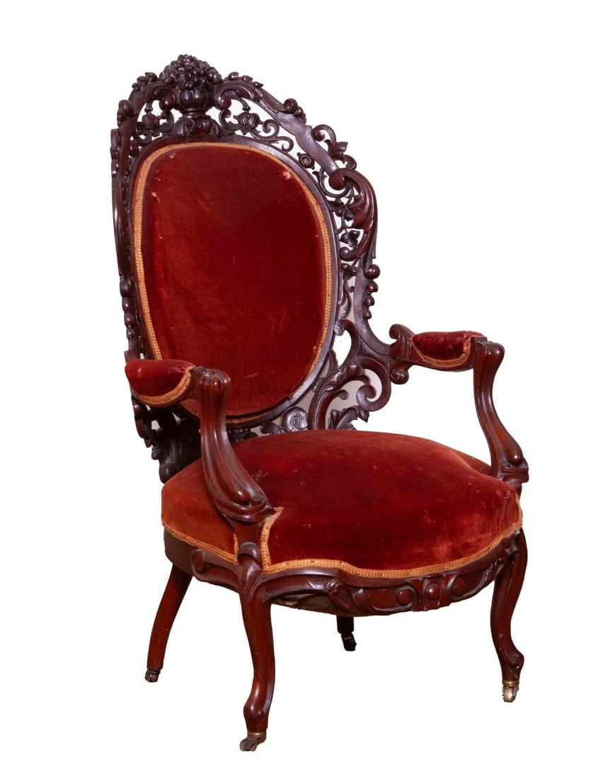 Belter Rosewood Carved Armchair (1 of 6)