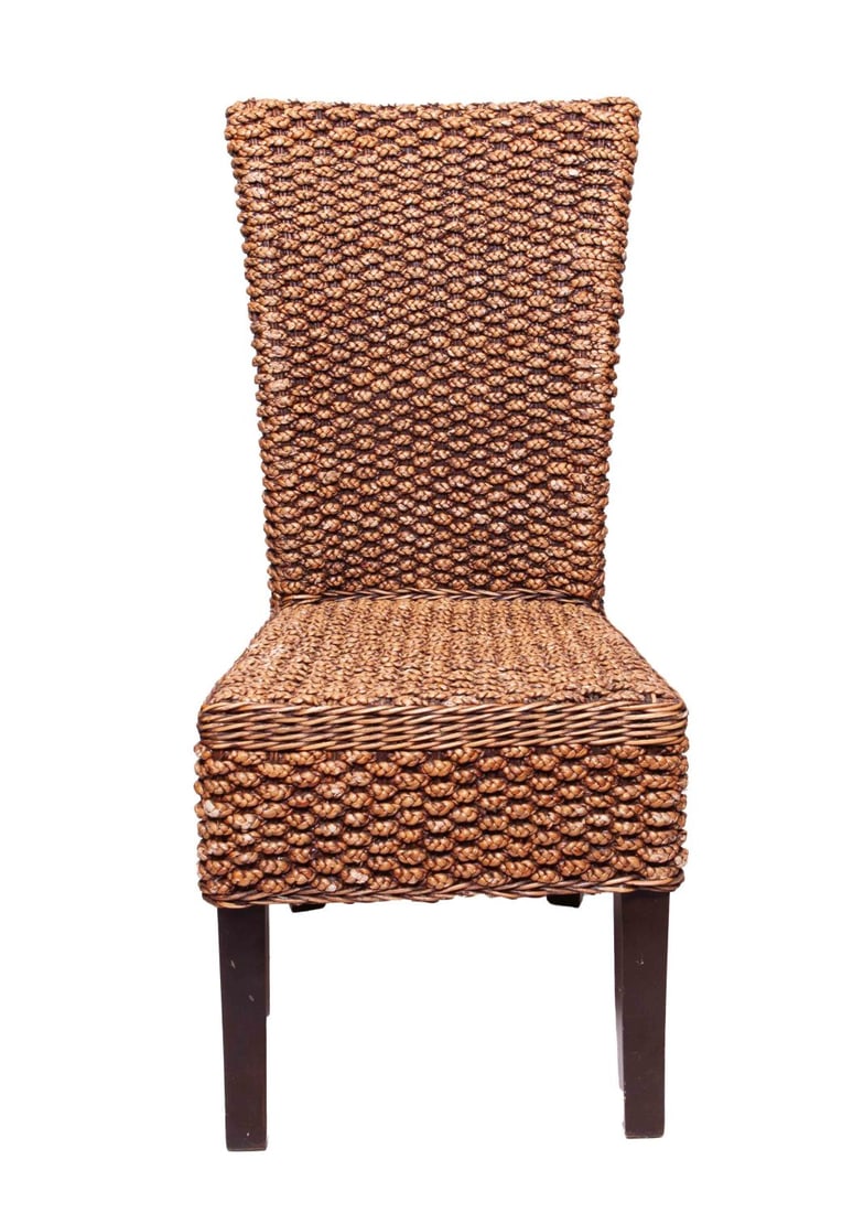 Set of Six Seagrass Woven Chairs: Six Dining chairs. Measuring: H 42 1/8 W 21 D 19 1/2 inches