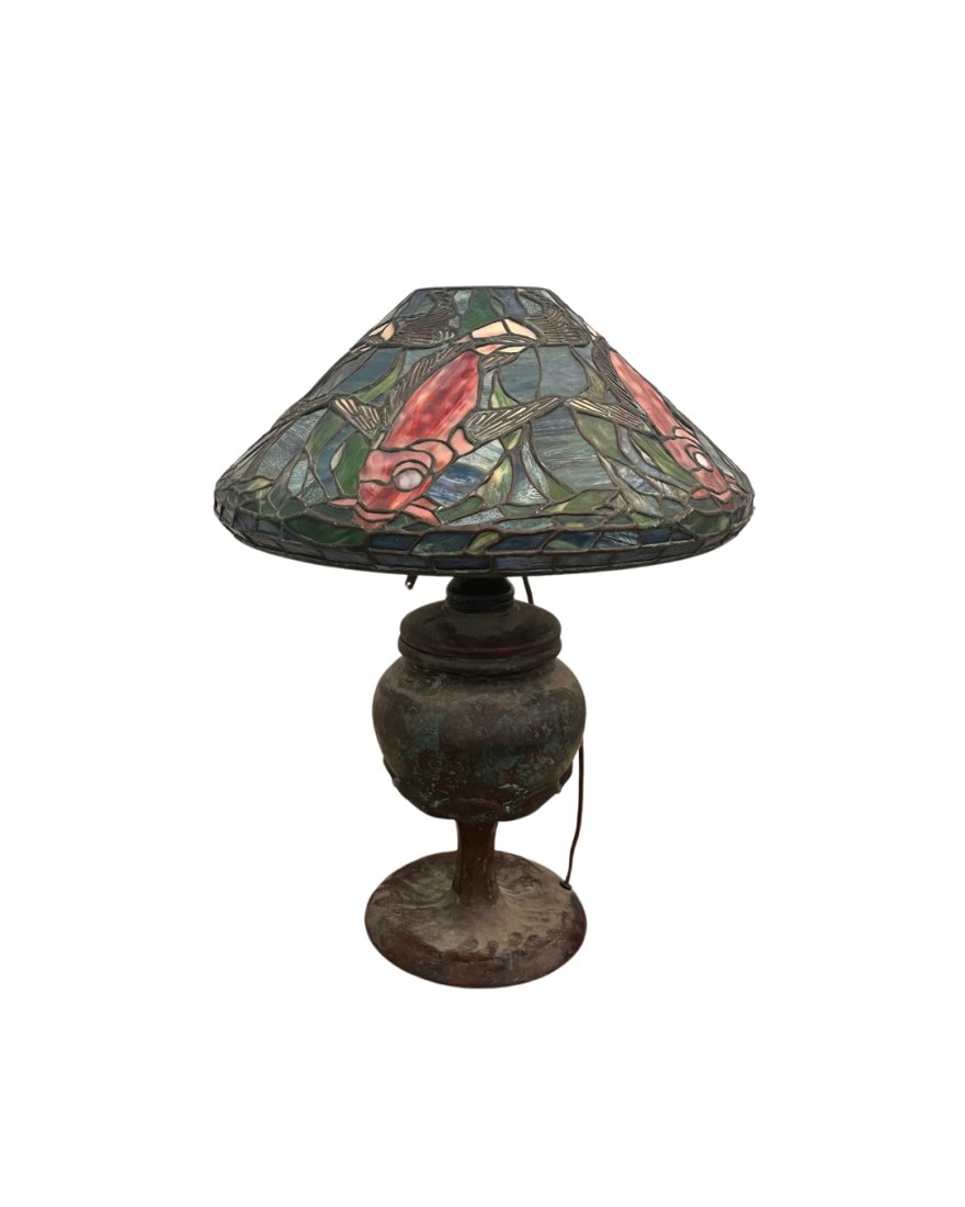 Reproduction Tiffany Koi Leaded Lamp (1 of 3)