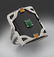 114: 18K gold, black, green and orange jadeite ring