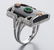 114: 18K gold, black, green and orange jadeite ring - 3