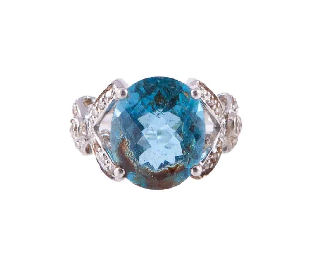 Ladies Blue Topaz & Diamond Ring (1 of 5)
