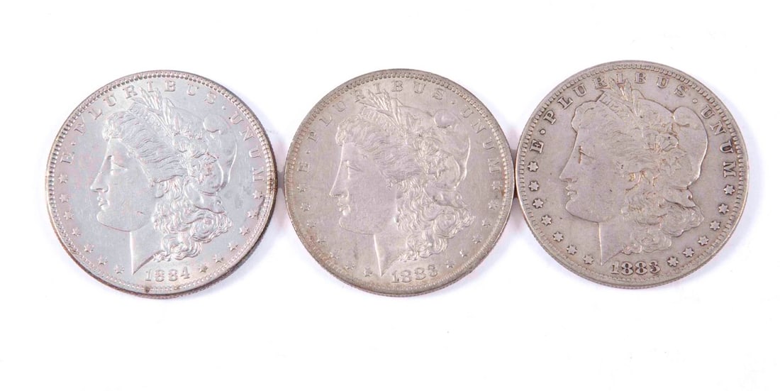 3 Silver Dollars - Circa 1883-1884 (1 of 4)