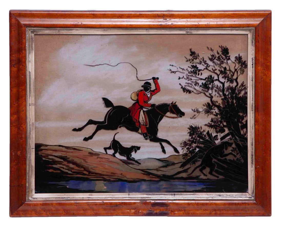 1890s Reverse Painted Fox Hunt (1 of 4)