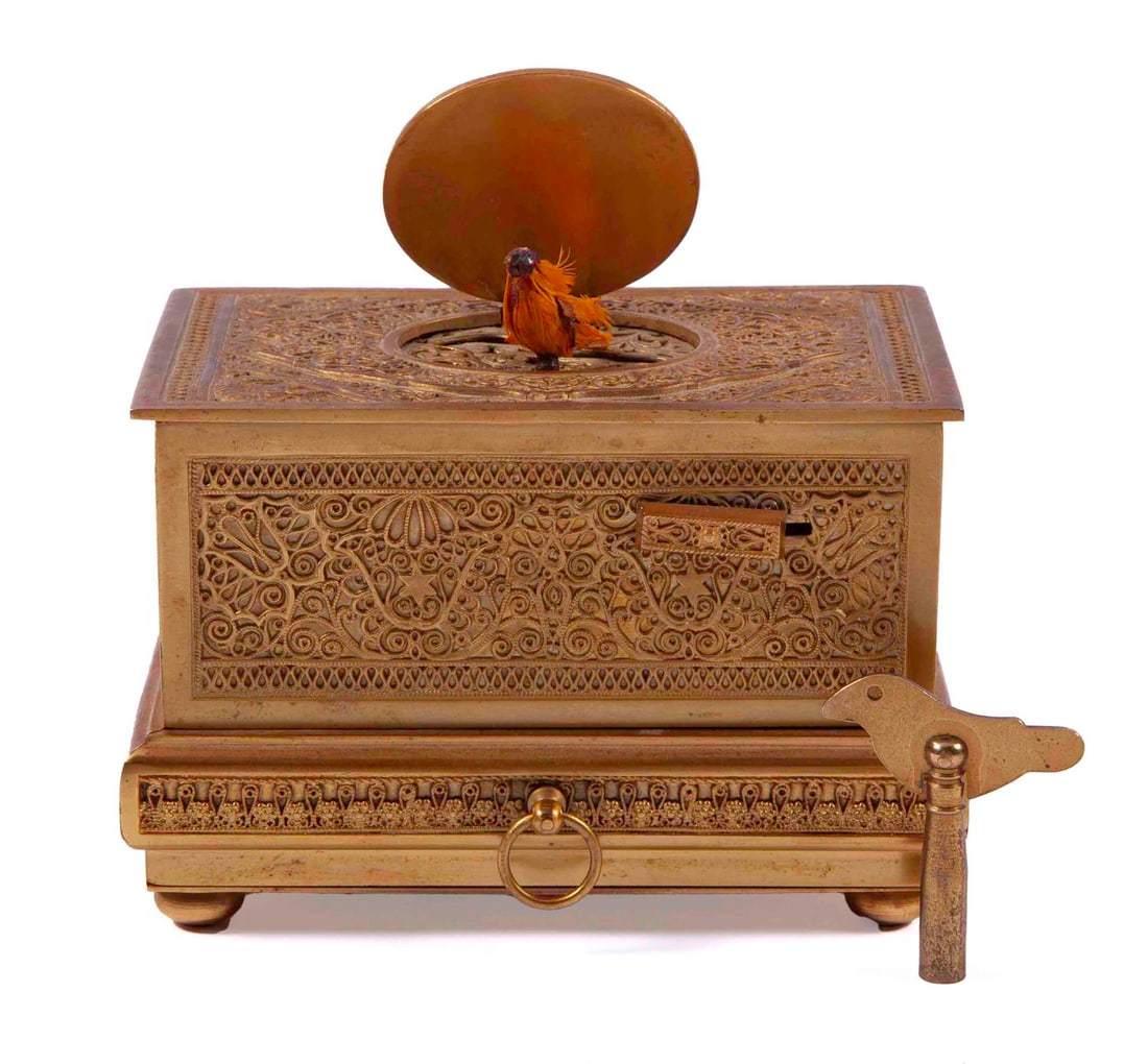 German Bronze Mechanical Bird box (1 of 10)