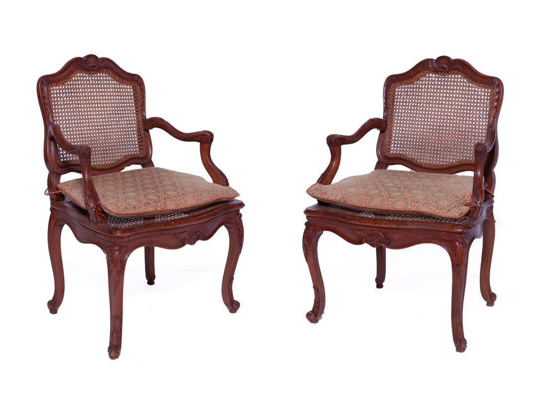 Pair of Louis XV Style Cane Back Side Chairs (1 of 11)