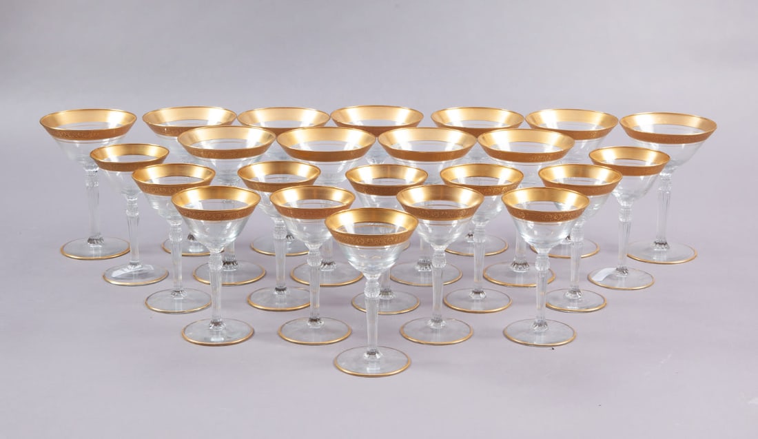 Gold Rimmed St. Louis Thistle Style Martini Glasses (1 of 4)