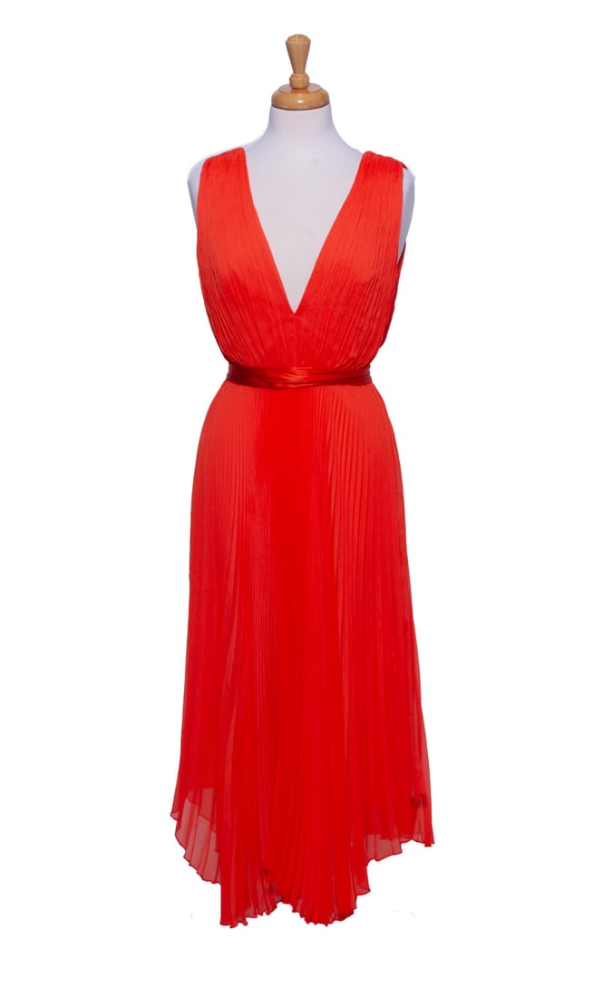 Alice & Olivia Pleated 100% Silk Women's Dress Tie Belt Waist (1 of 5)