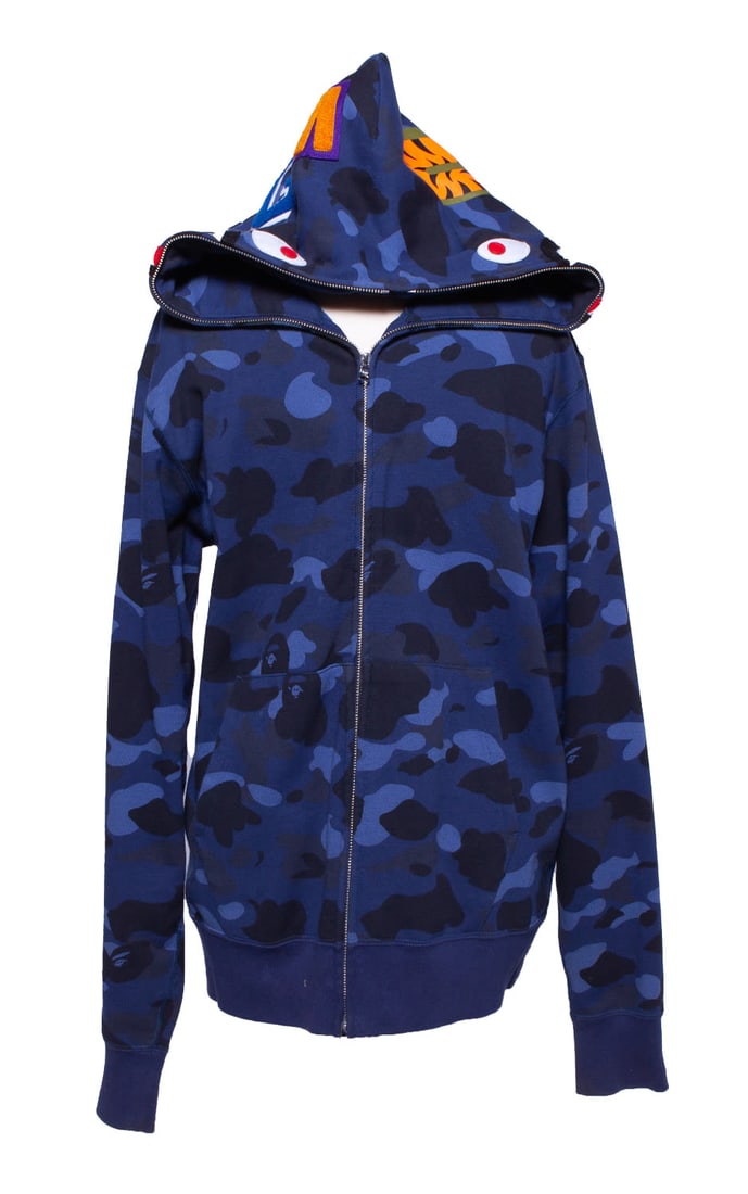 BAPE Blue Camo Shark zip hoodie Bathing Ape Mens Jacket BNWT (1 of 6)