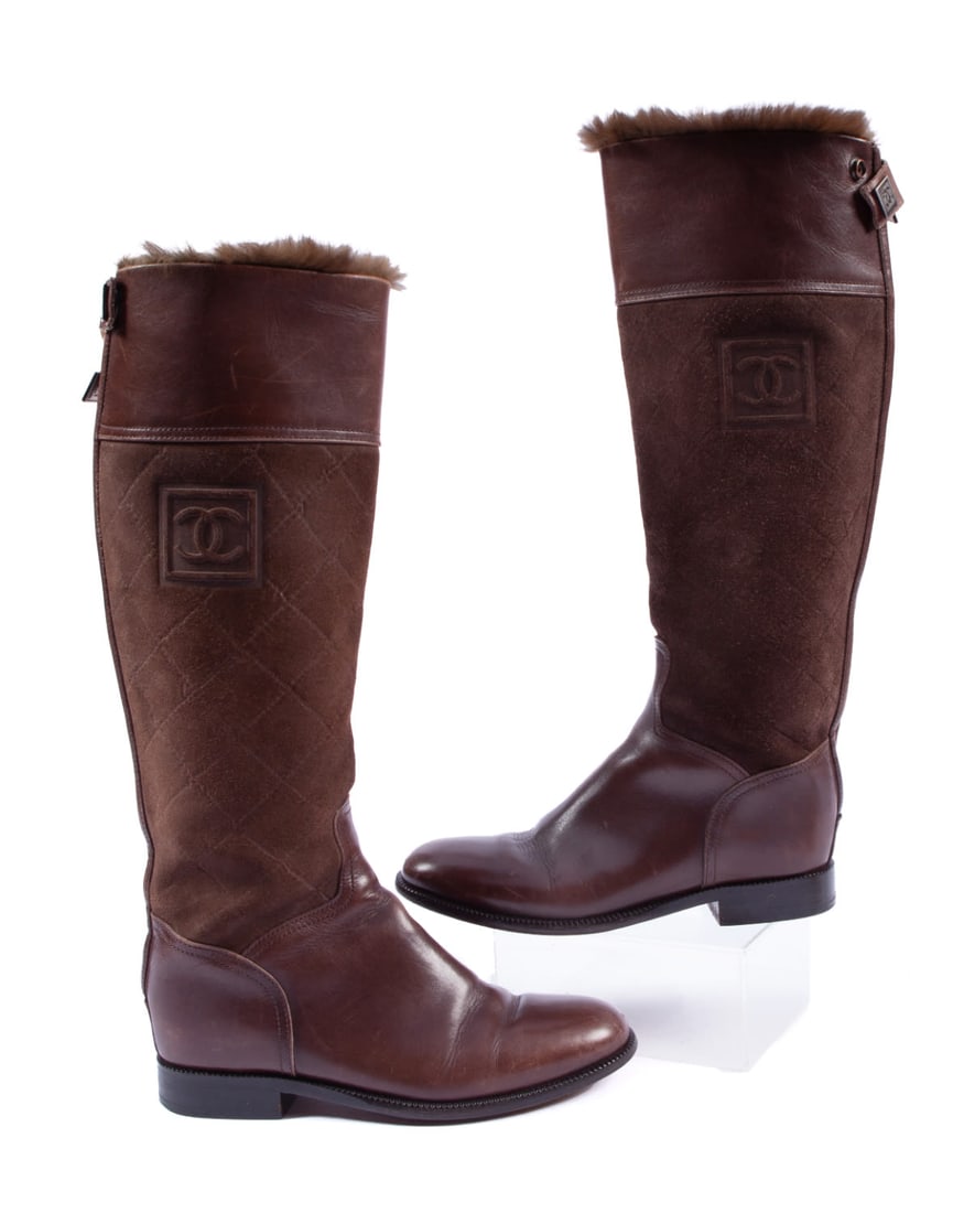 Chanel Luxury Leather Espresso Boots (1 of 9)