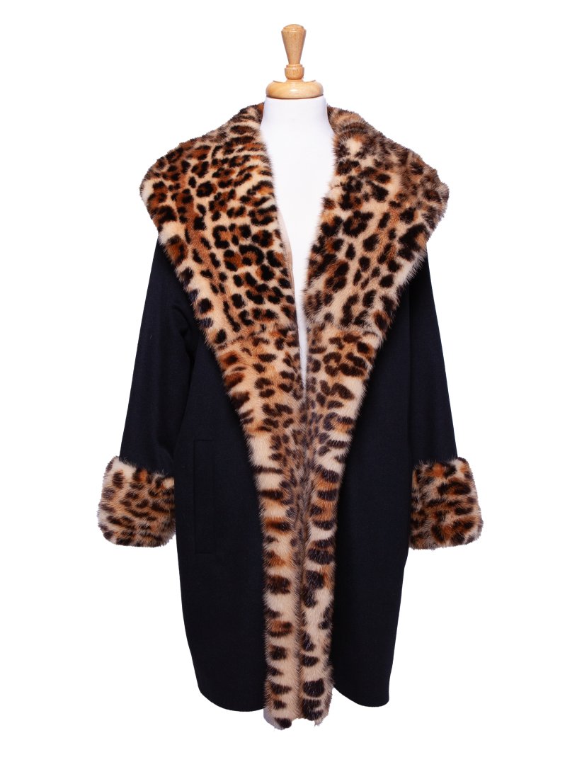 Ladies Vintage Fontana Couture Mink Trimmed Wool Coat with Cheetah Detailing (1 of 5)