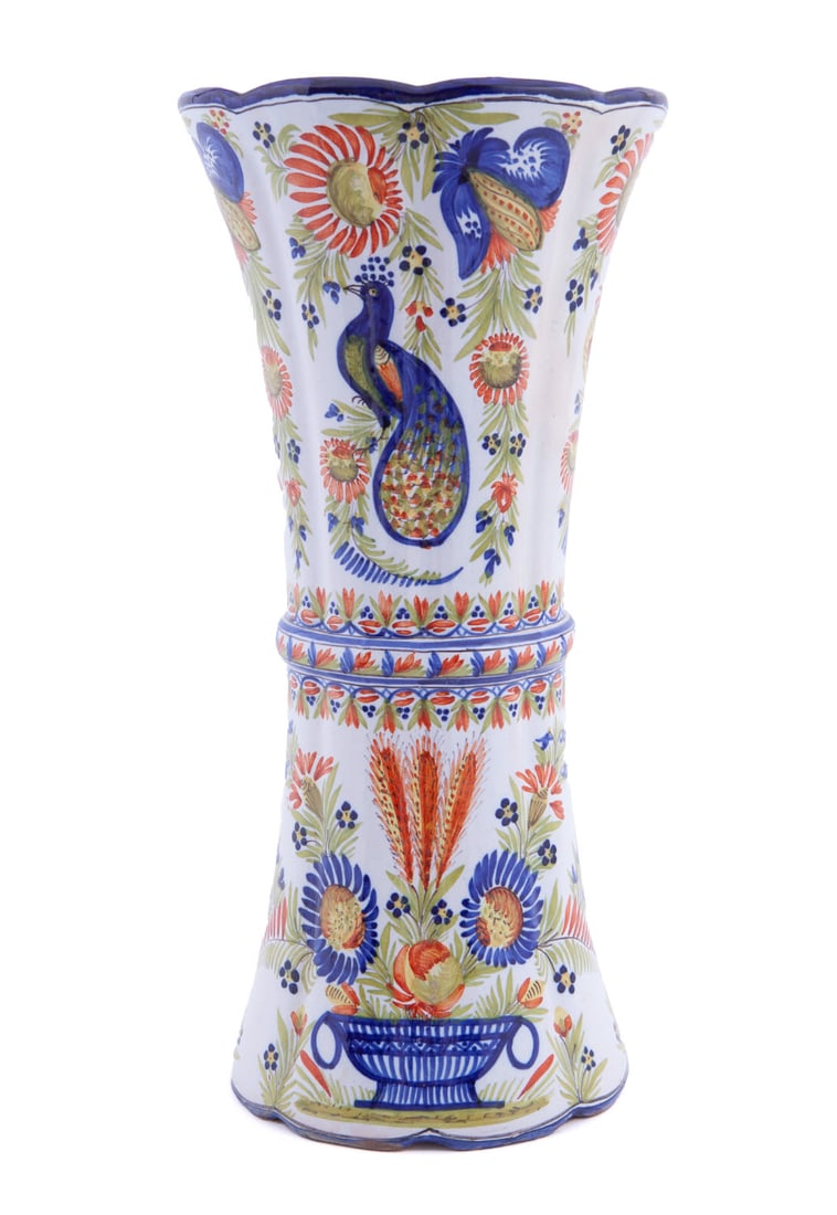 Large Quimper Vase by Madame De La Hubaudiere (1 of 6)