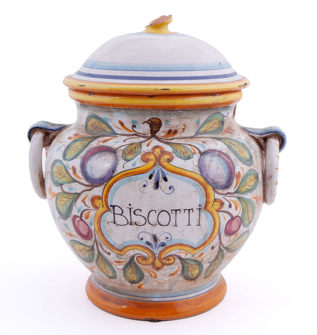 Italian Hand Painted Ceramic Biscotti Jar (1 of 10)