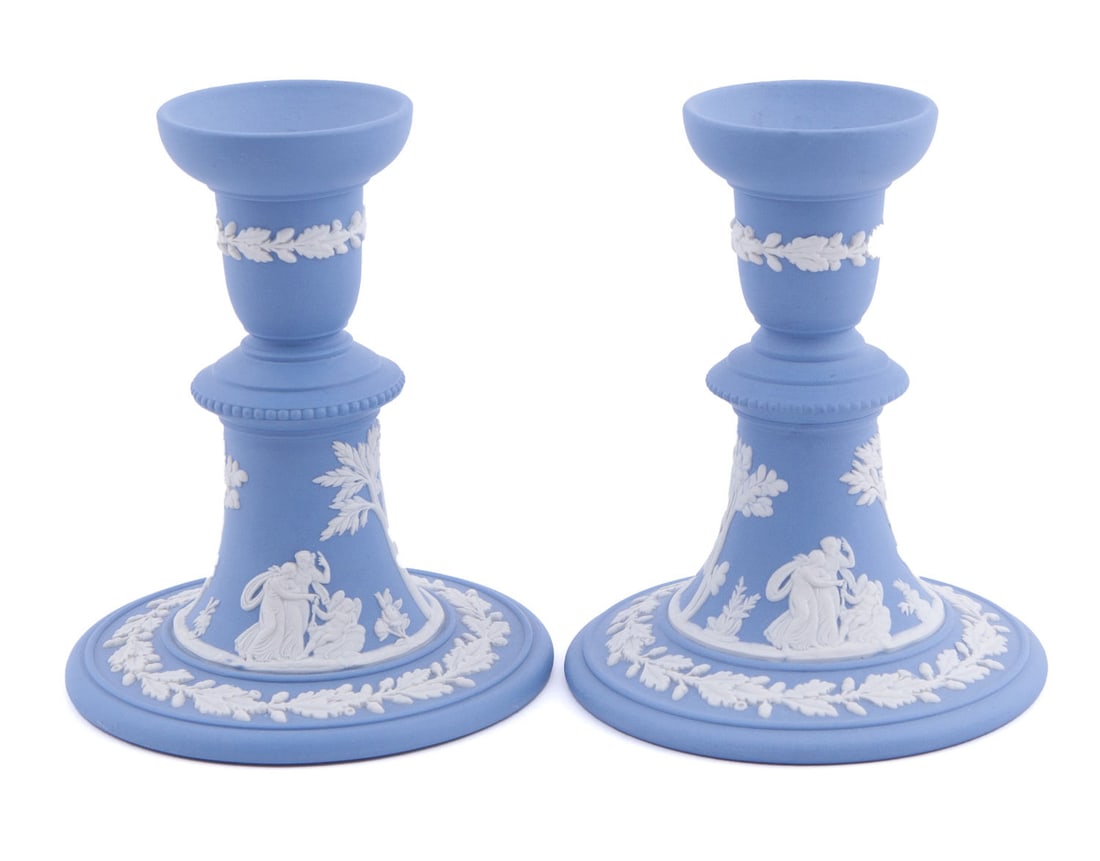 Pair of Wedgwood Jasperware Candle Sticks (1 of 6)