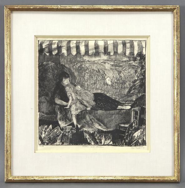 George Wesley Bellows, "Mother and Children": George Wesley Bellows, "Mother and Children" lithograph, 1916. Signed lower left, "Geo Bellows", titled and inscribed "No. 20" in pencil, lower margin. From an edition of 68 examples, with gallery lab