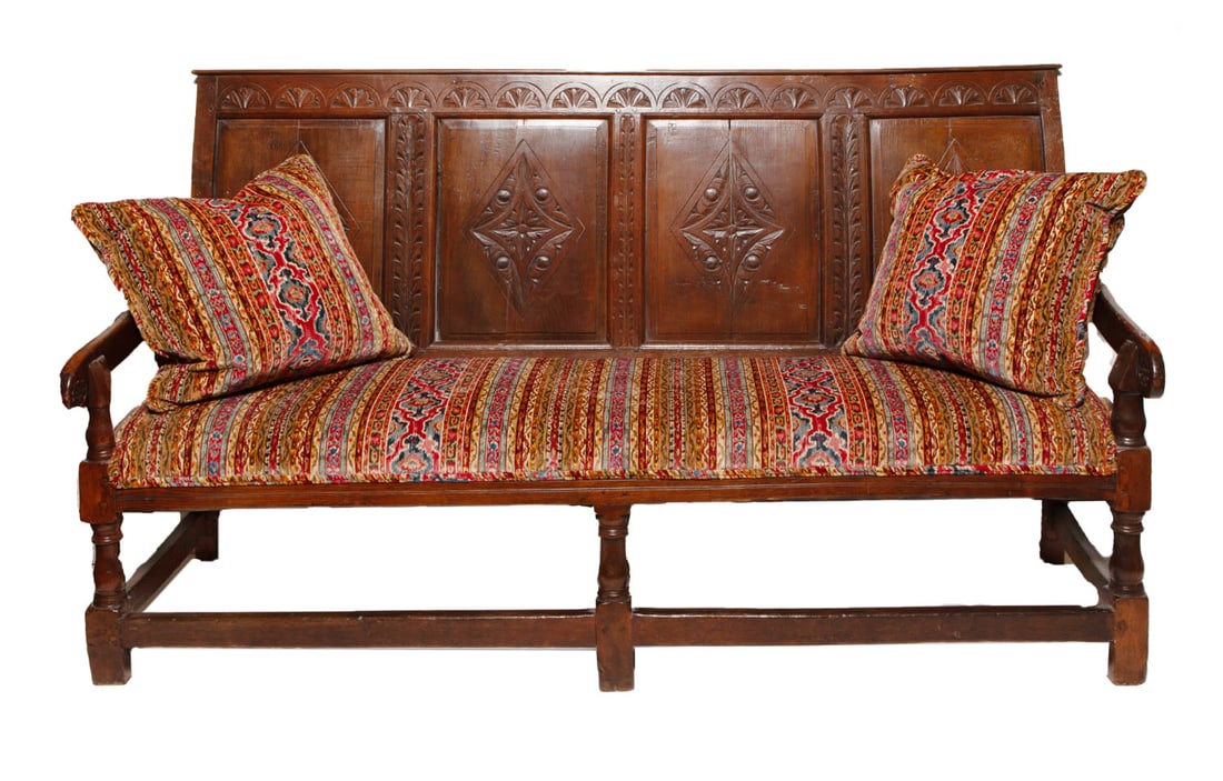 Walnut Upholstered English Georgian Style Sofa (1 of 6)