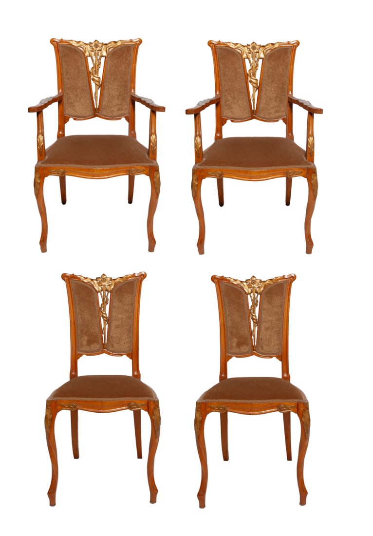 In The Style Of Georges De Feure, five-piece walnut living room set, ca. 1900 (1 of 11)