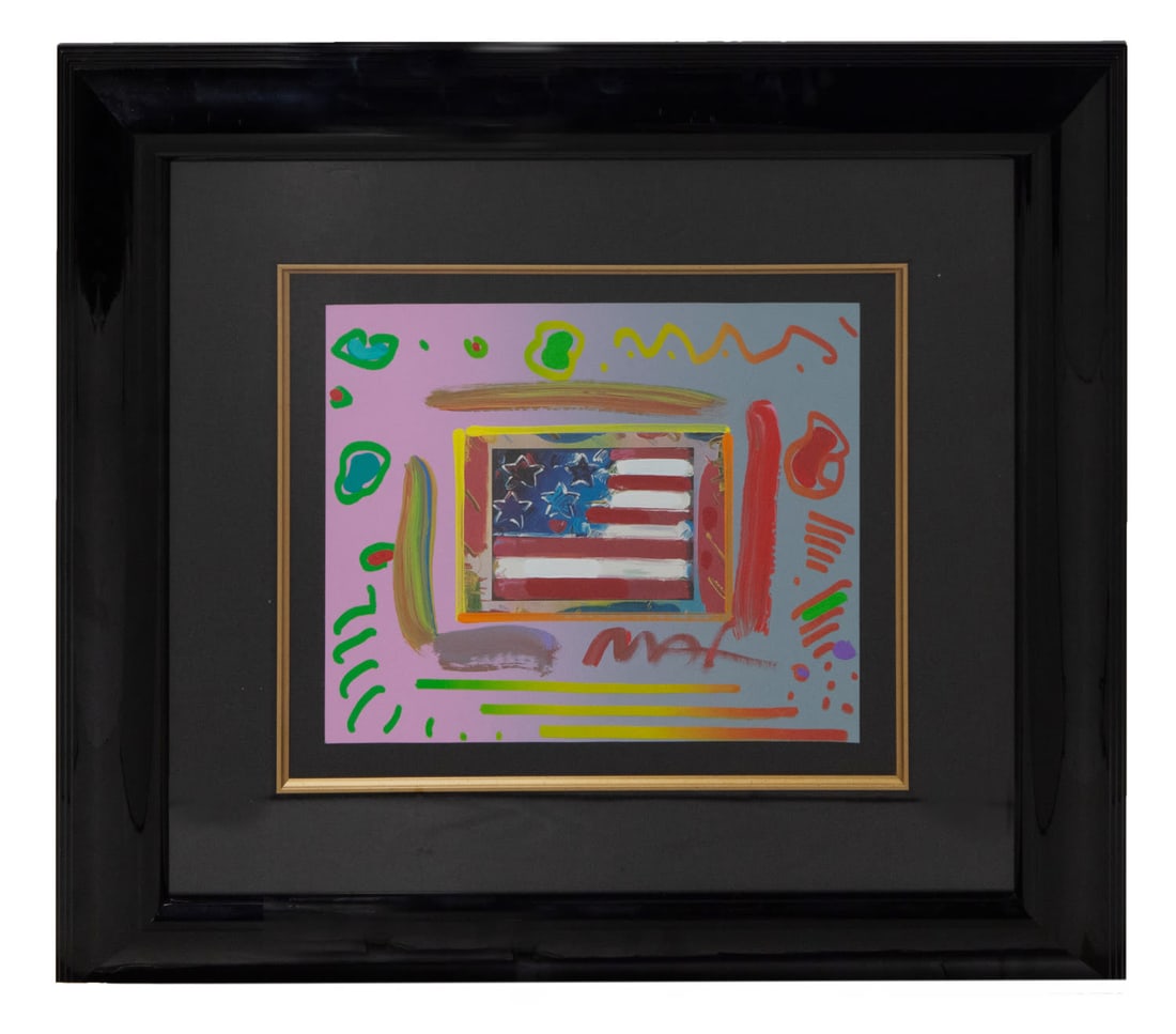 Peter Max, American Flag With Heart, Painting (1 of 4)